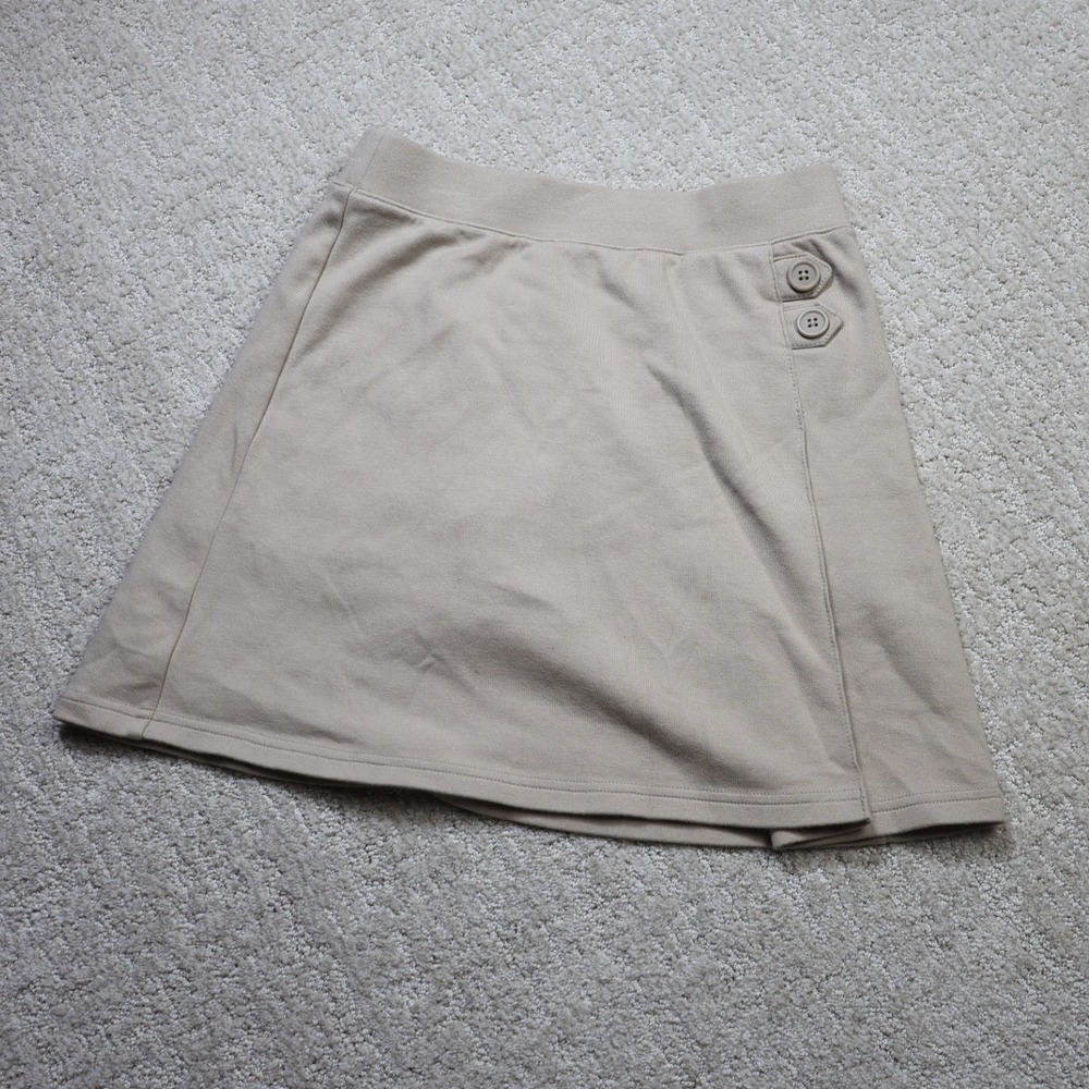 Cat & Jack Girls Khaki School Uniform Skort Size L 10/12 Tan Wrap Front Skirt